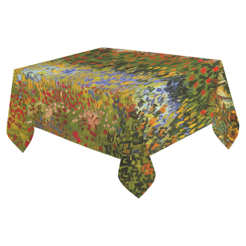 Van Gogh Flowering Garden Floral Art Cotton Linen Tablecloth 52"x 70"