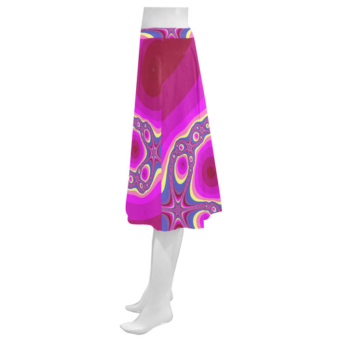 Fractal in pink Mnemosyne Women's Crepe Skirt (Model D16)