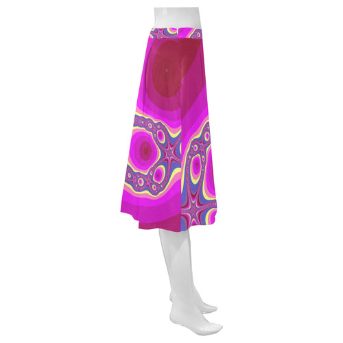 Fractal in pink Mnemosyne Women's Crepe Skirt (Model D16)