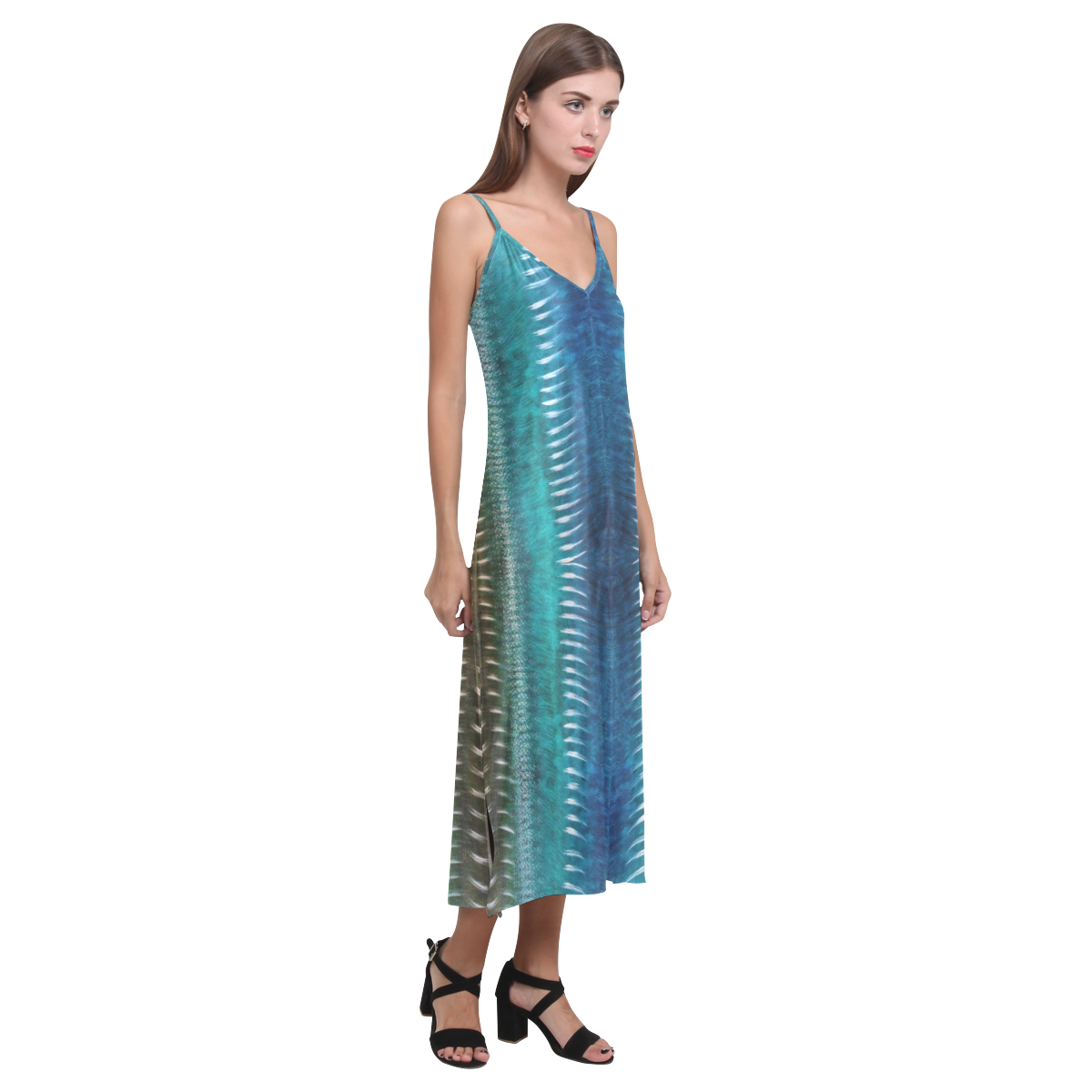 Koko Nui V-Neck Open Fork Long Dress(Model D18)