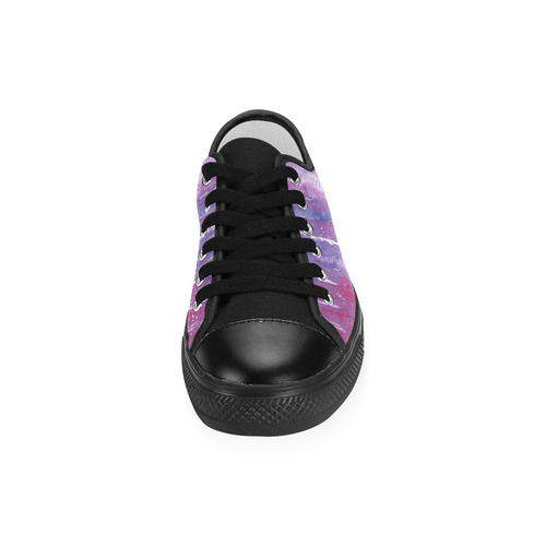 New designers Shoes in Shop / black purple Art watercolor Women's Classic Canvas Shoes (Model 018)
