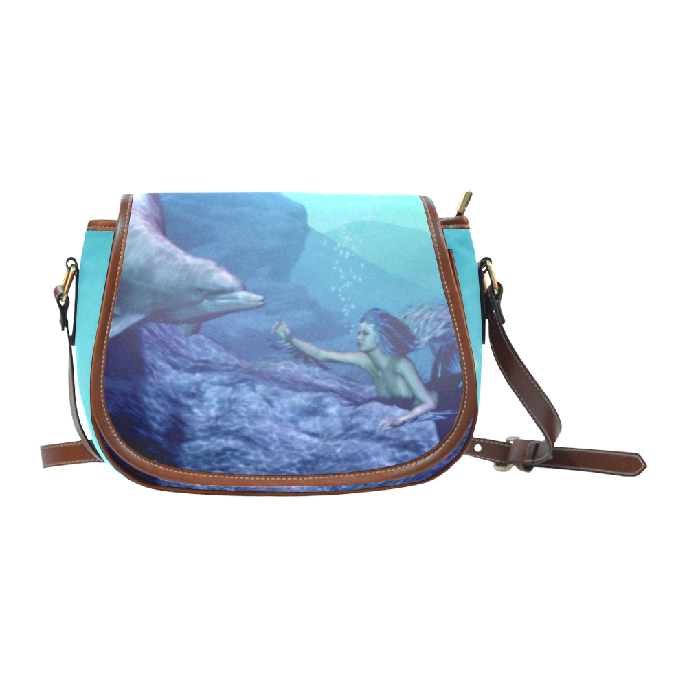 mermaid and dolphin Saddle Bag/Large (Model 1649)