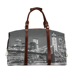 Brooklyn Bridge and Manhattan Skyline at Night in New York Classic Travel Bag (Model 1643) Remake