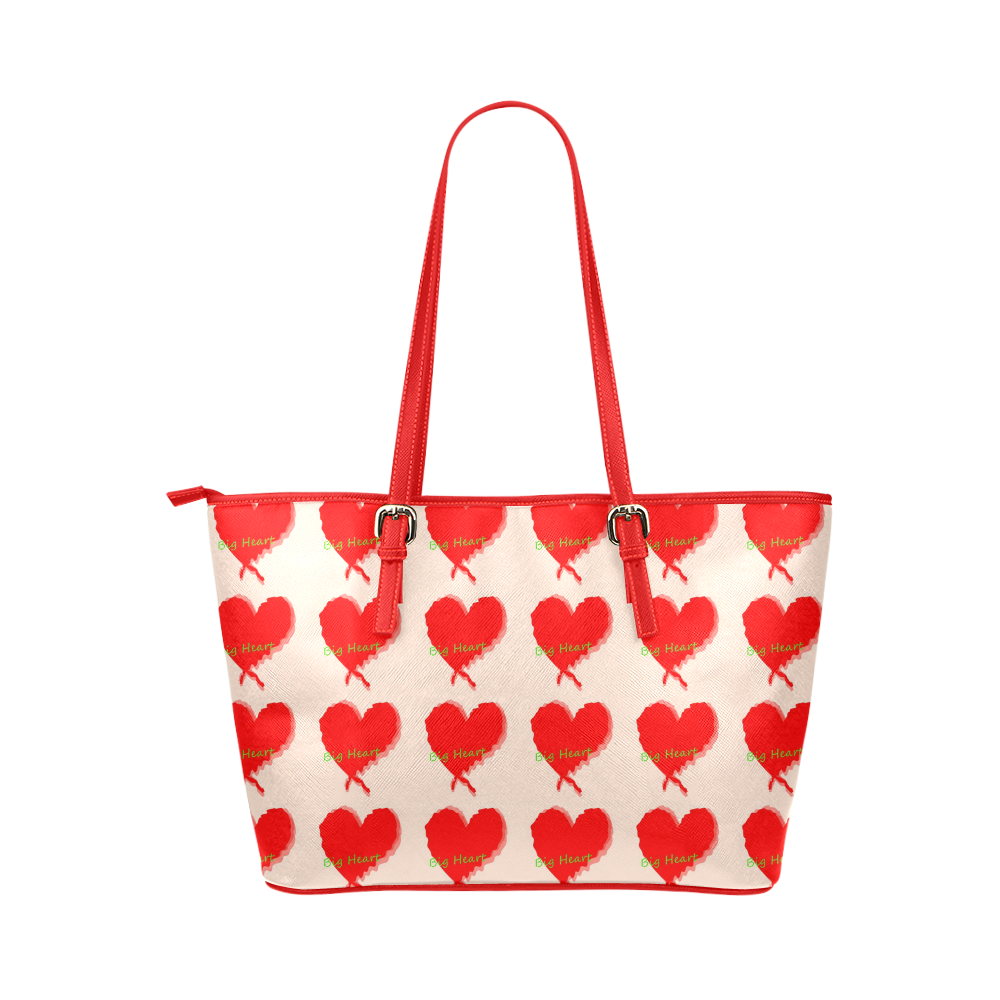 Big Heart Leather Tote Bag/Large (Model 1651)