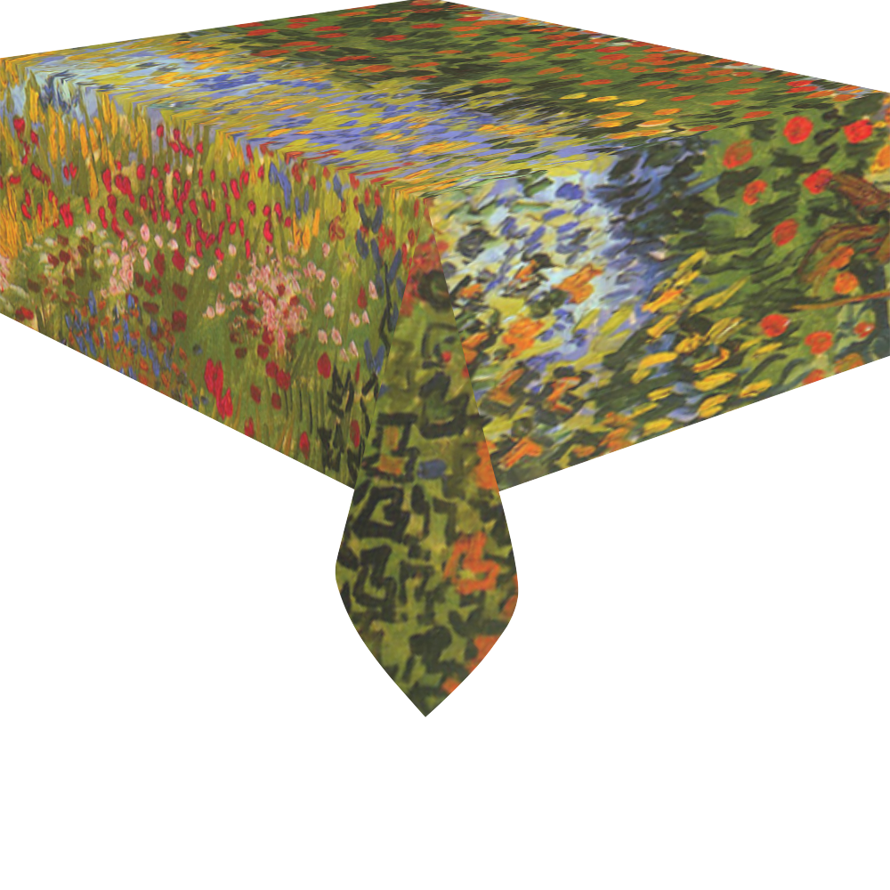 Van Gogh Flowering Garden Floral Art Cotton Linen Tablecloth 52"x 70"