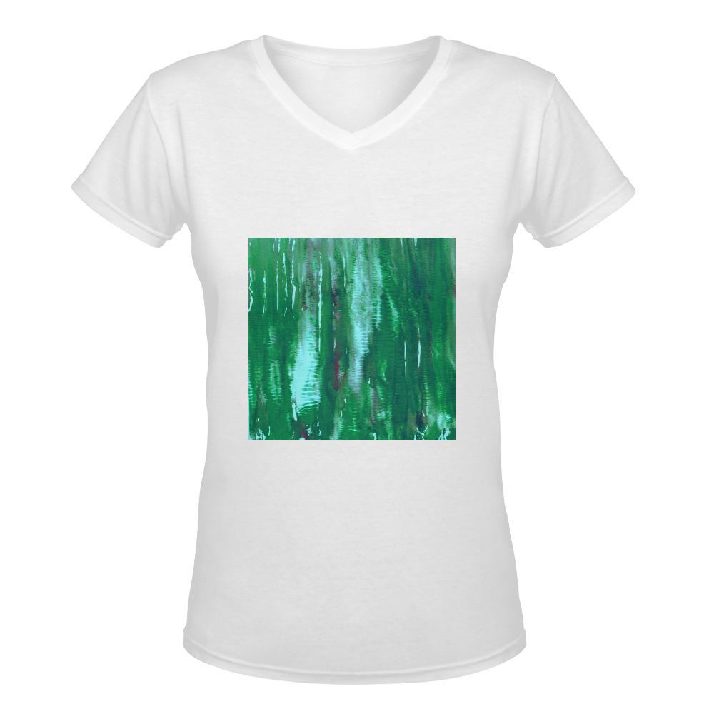 New in shop : New t-shirt arrival. Green and white Women's Deep V-neck T-shirt (Model T19)