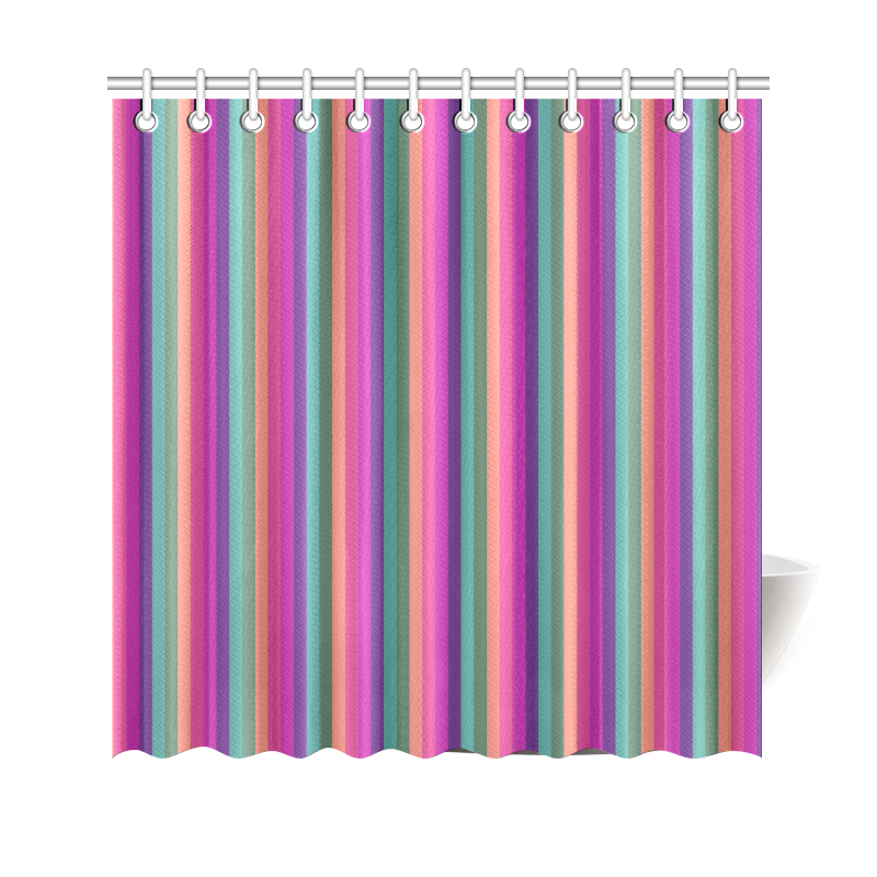 Bright Pink Stripes Shower Curtain 69"x70"