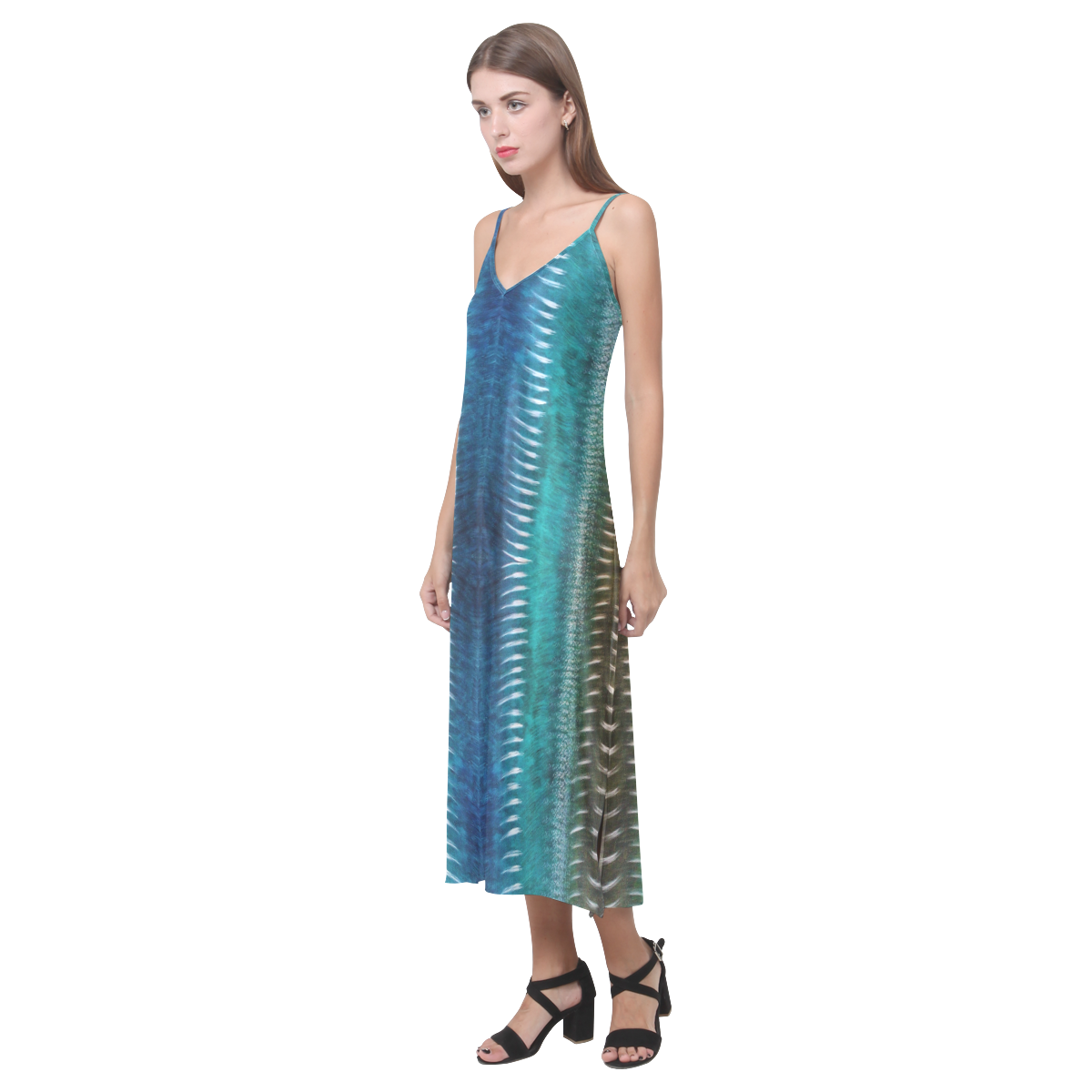 Koko Nui V-Neck Open Fork Long Dress(Model D18)