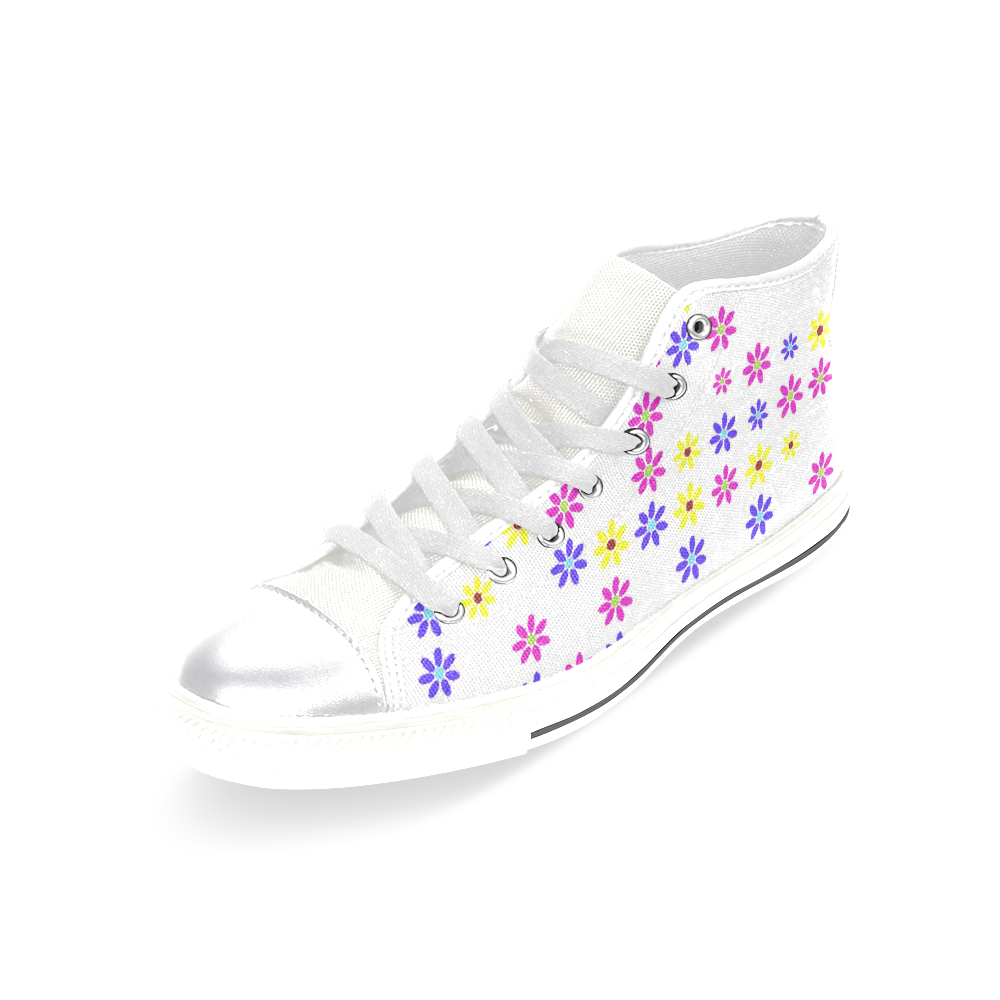 Floral Fabric 2A Women's Classic High Top Canvas Shoes (Model 017)