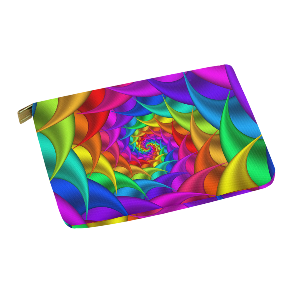 Psychedelic Rainbow Spiral Fractal Carry-All Pouch 12.5''x8.5''