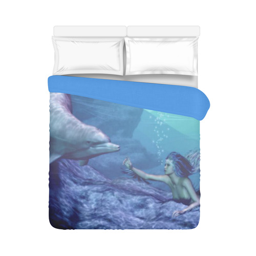 mermaid and dolphin Duvet Cover 86"x70" ( All-over-print)