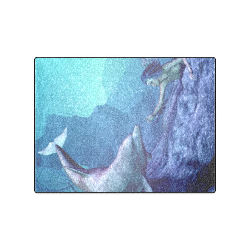 mermaid and dolphin Blanket 50"x60"