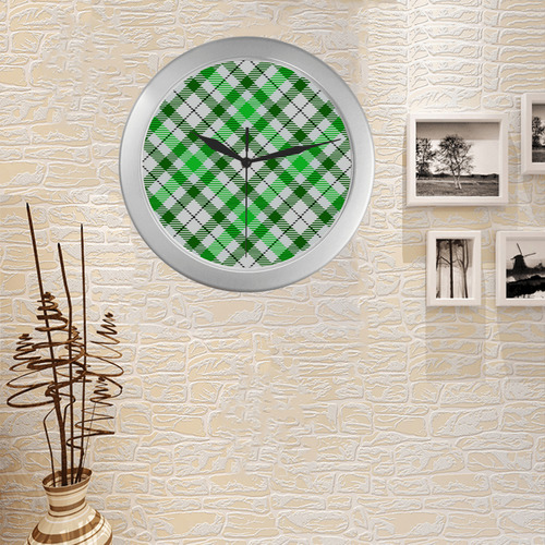 cozy and pleasant Plaid 1D Silver Color Wall Clock