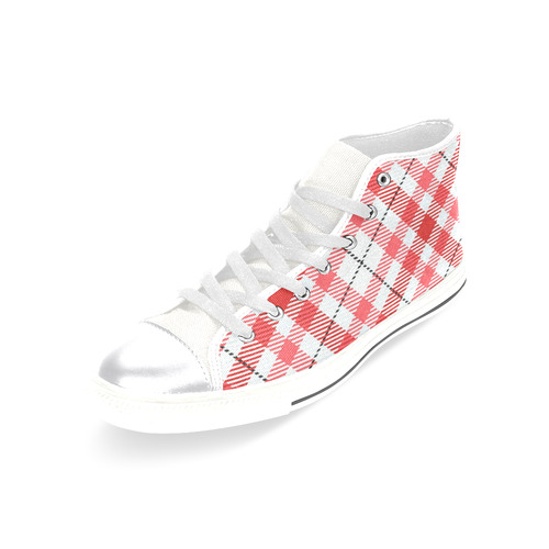cozy and pleasant Plaid 1C Women's Classic High Top Canvas Shoes (Model 017)