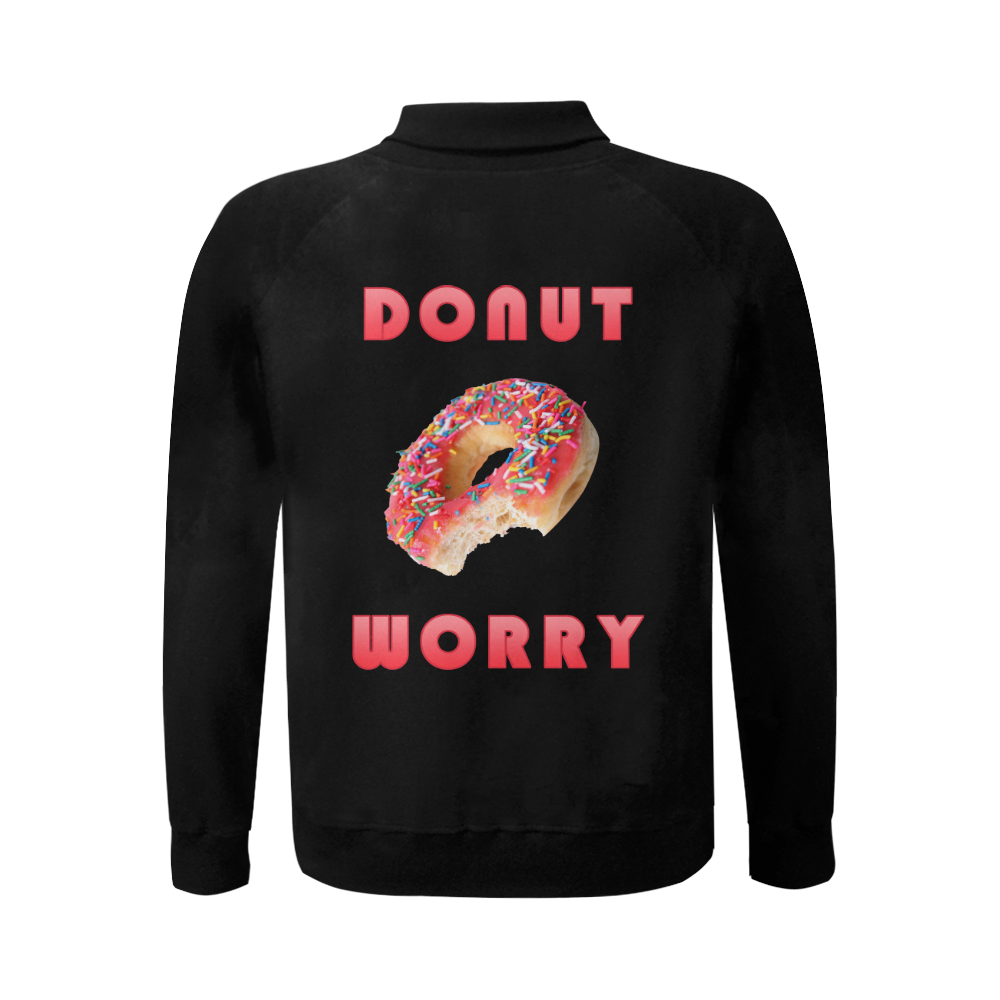 Funny Donut Worry Men's Baseball jacket (Model H12)