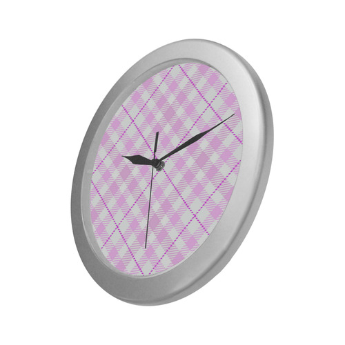 cozy and pleasant Plaid 1A Silver Color Wall Clock