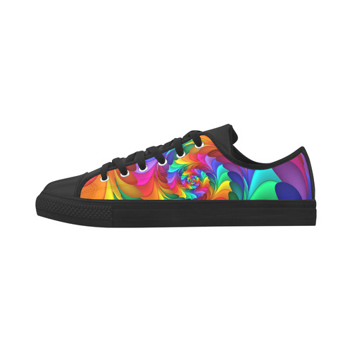 Psychedelic Rainbow Spiral Fractal Aquila Microfiber Leather Women's Shoes/Large Size (Model 031)