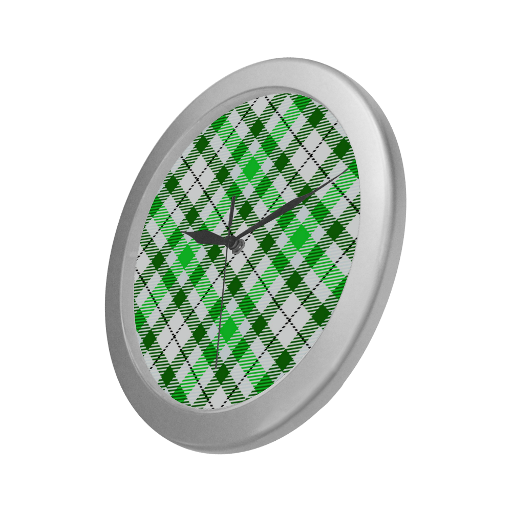cozy and pleasant Plaid 1D Silver Color Wall Clock