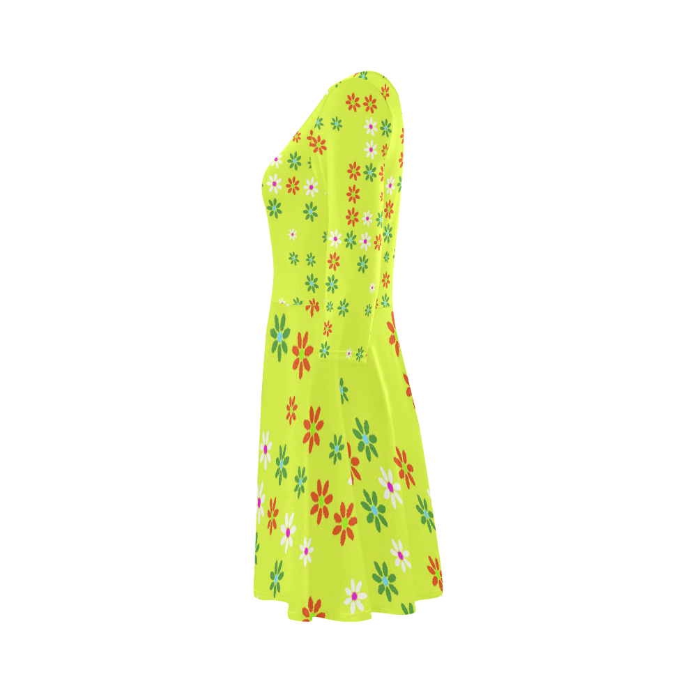 Floral Fabric 2C 3/4 Sleeve Sundress (D23)