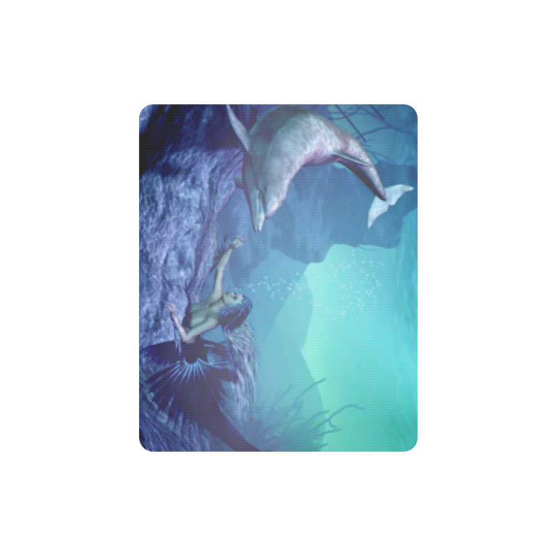 mermaid and dolphin Rectangle Mousepad