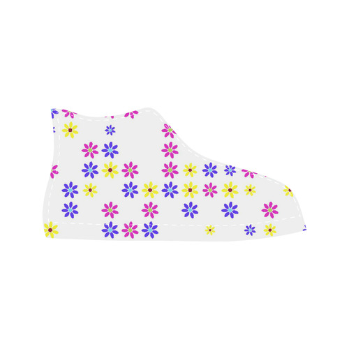Floral Fabric 2A Aquila High Top Microfiber Leather Women's Shoes/Large Size (Model 032)