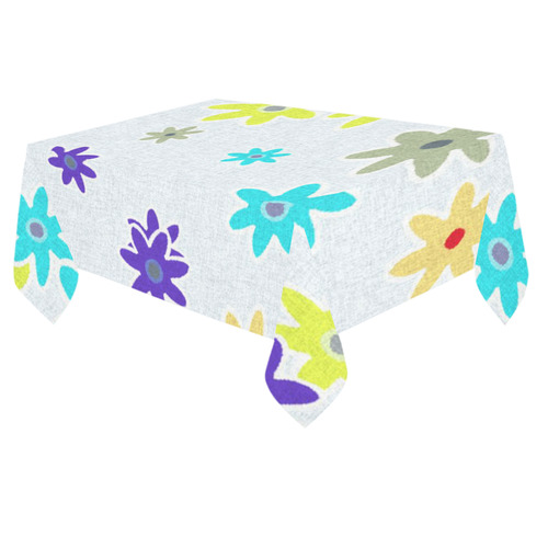 Floral Fabric 1B Cotton Linen Tablecloth 60"x 84"