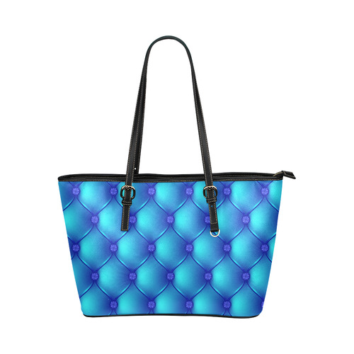 Cool Blue Upholstery Pattern Leather Tote Bag/Small (Model 1651)