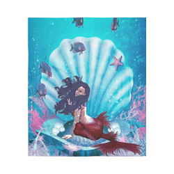 mermaid in a shell Cotton Linen Wall Tapestry 51"x 60"