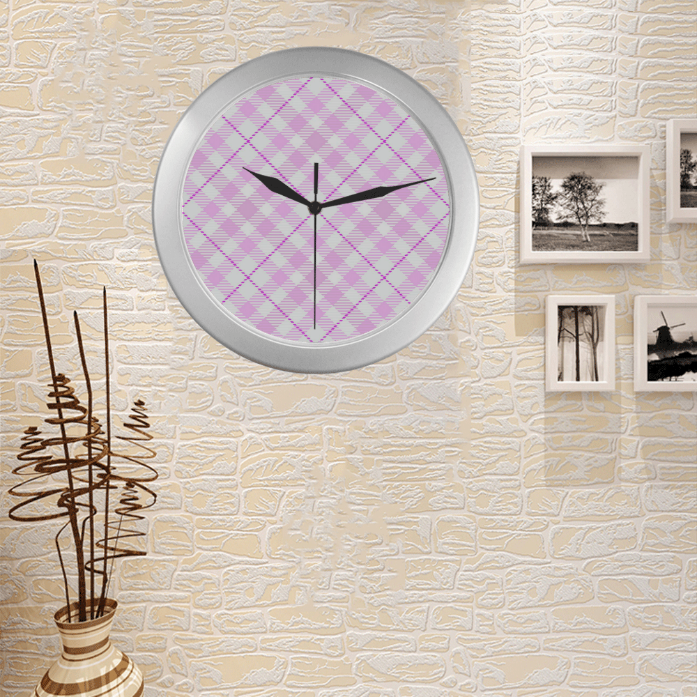 cozy and pleasant Plaid 1A Silver Color Wall Clock