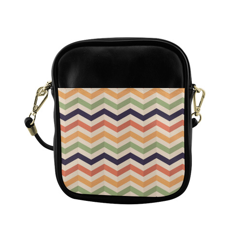 Cute Red Orange Green Chevron Stripes Sling Bag (Model 1627)