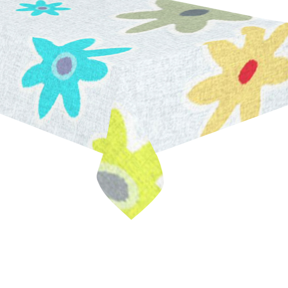 Floral Fabric 1B Cotton Linen Tablecloth 60"x120"