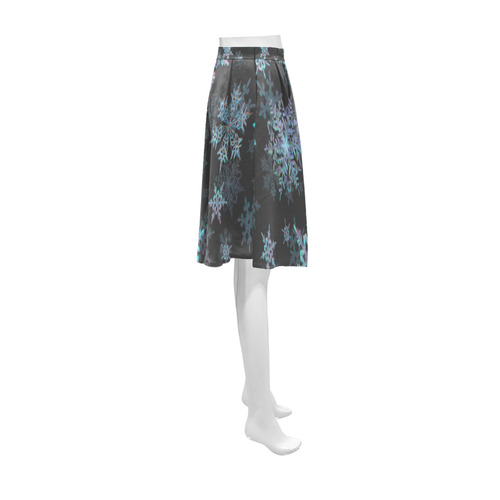 Snowflakes, Blue snow, stitched Athena Women's Short Skirt (Model D15)