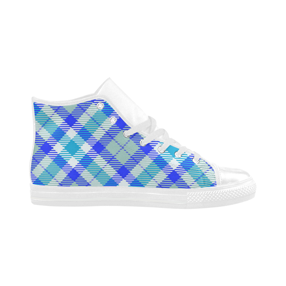 cozy and pleasant Plaid 1B Aquila High Top Microfiber Leather Women's Shoes/Large Size (Model 032)