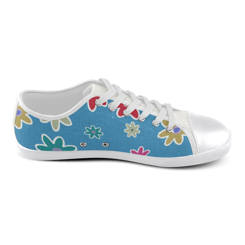 Floral Fabric 1A Canvas Shoes for Women/Large Size (Model 016)