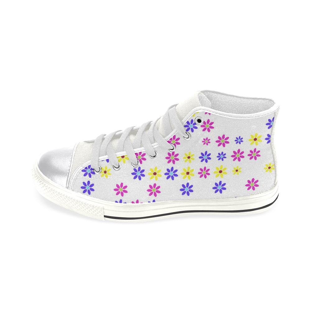 Floral Fabric 2A Women's Classic High Top Canvas Shoes (Model 017)