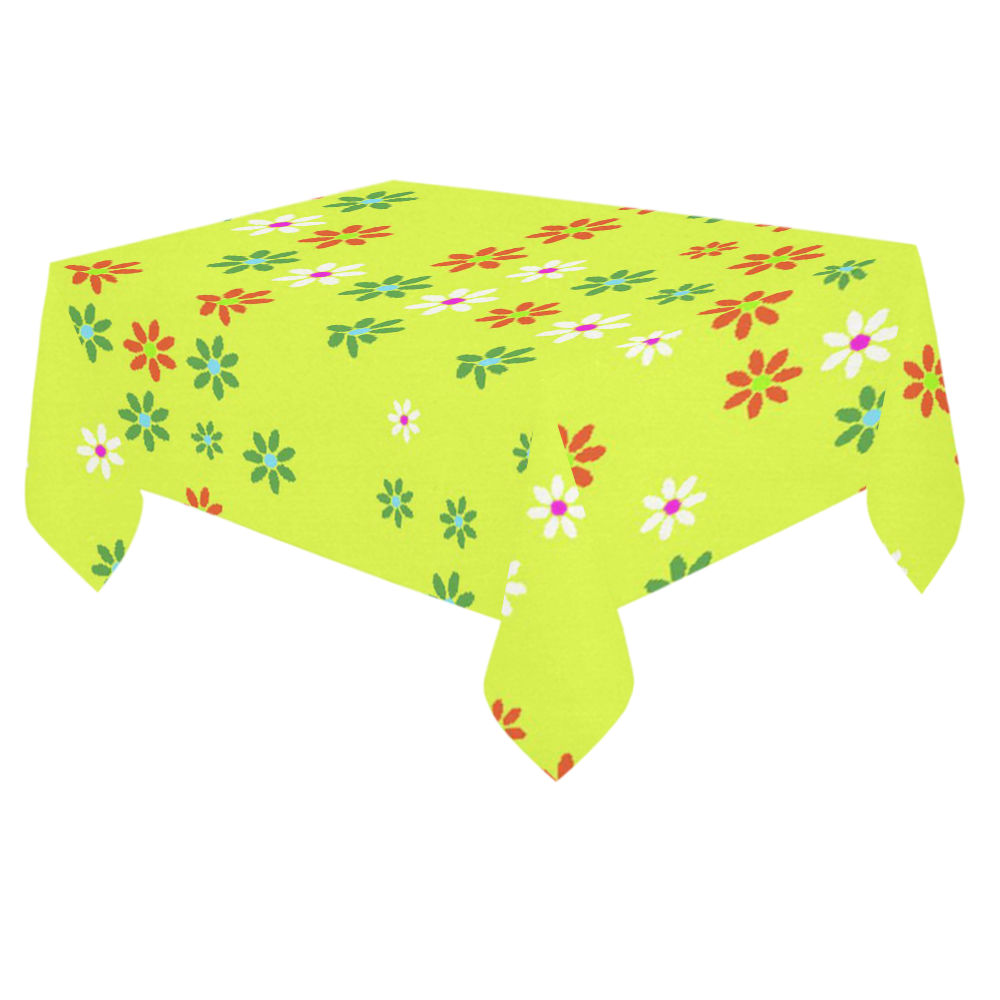 Floral Fabric 2C Cotton Linen Tablecloth 60"x 84"