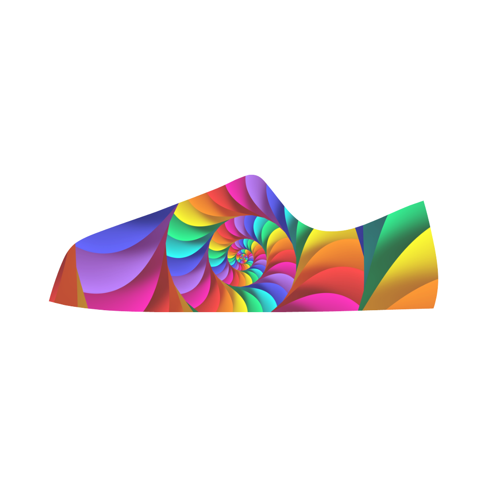 Psychedelic Rainbow Spiral Fractal Aquila Microfiber Leather Women's Shoes/Large Size (Model 031)