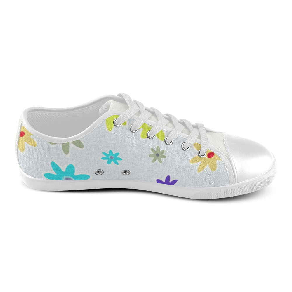 Floral Fabric 1B Canvas Shoes for Women/Large Size (Model 016)