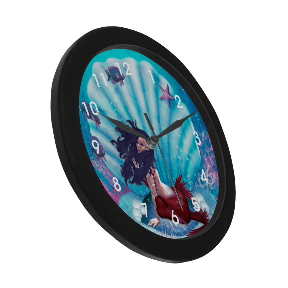 mermaid in a shell Circular Plastic Wall clock