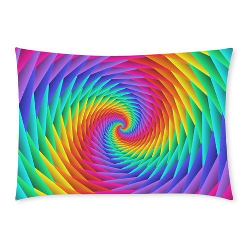 Psychedelic Rainbow Spiral Fractal Custom Rectangle Pillow Case 20x30 (One Side)