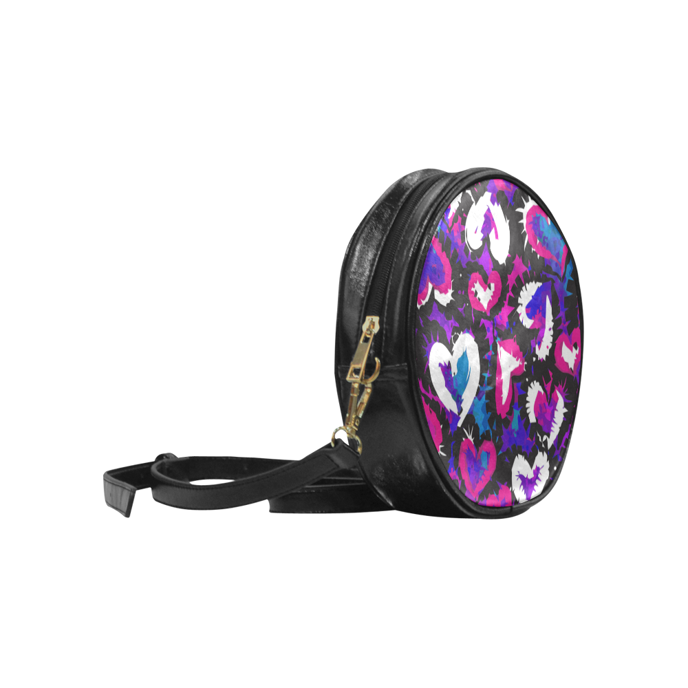 Wild Shaped Hearts Round Sling Bag (Model 1647)