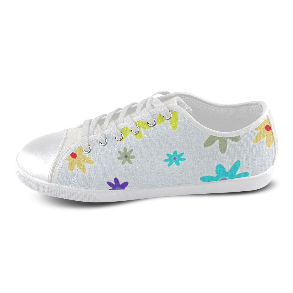 Floral Fabric 1B Canvas Shoes for Women/Large Size (Model 016)