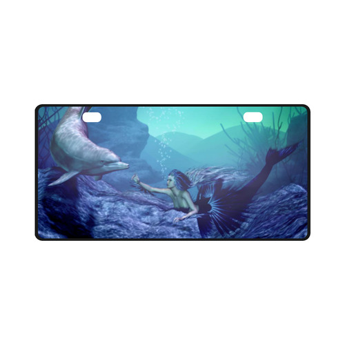 mermaid and dolphin License Plate