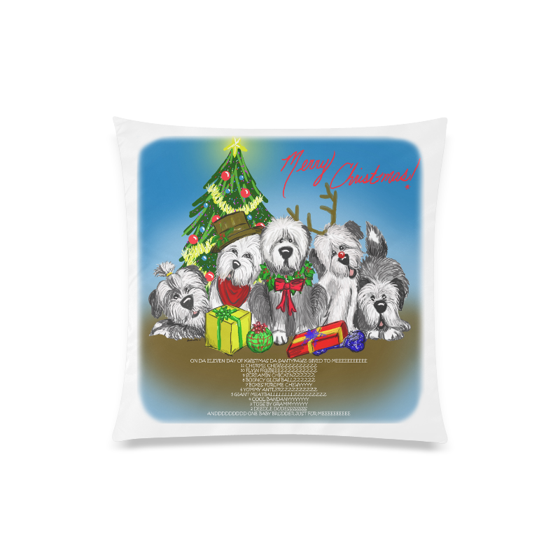 12 pups of Christmas! Custom Zippered Pillow Case 20"x20"(One Side)