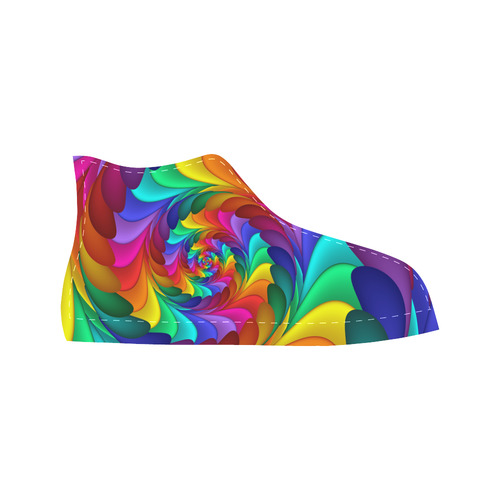 Psychedelic Rainbow Spiral Fractal Aquila High Top Microfiber Leather Men's Shoes (Model 032)