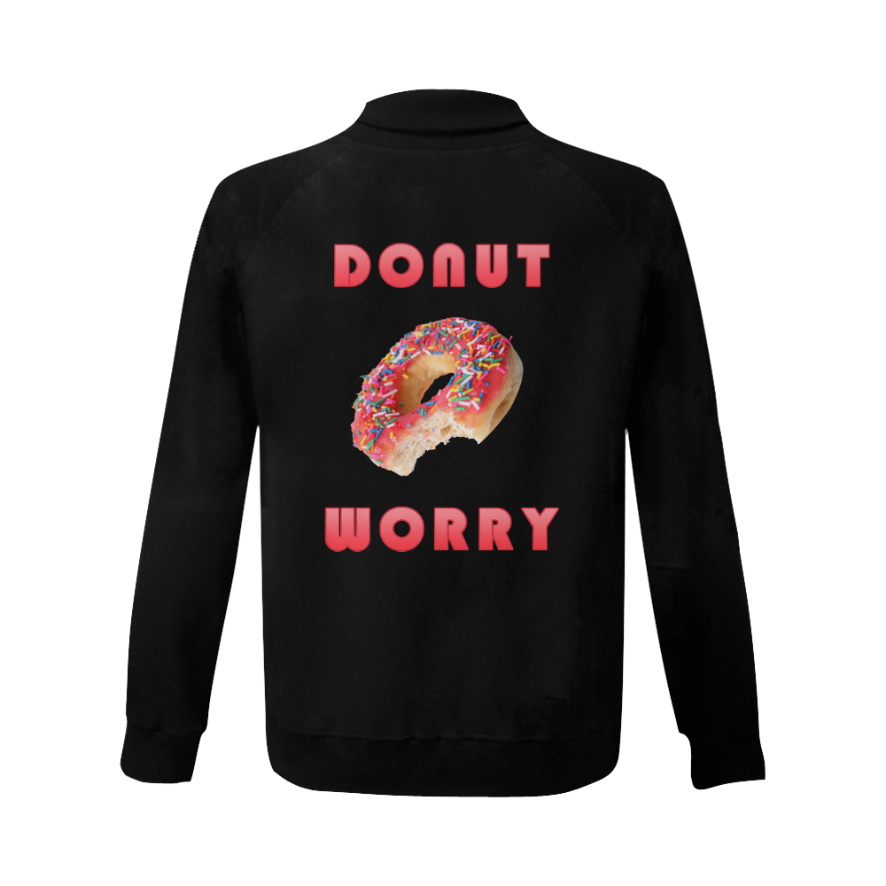 Funny Donut Worry Women's Baseball Jacket (Model H12)