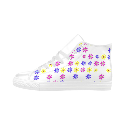 Floral Fabric 2A Aquila High Top Microfiber Leather Women's Shoes/Large Size (Model 032)