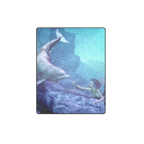 mermaid and dolphin Blanket 40"x50"
