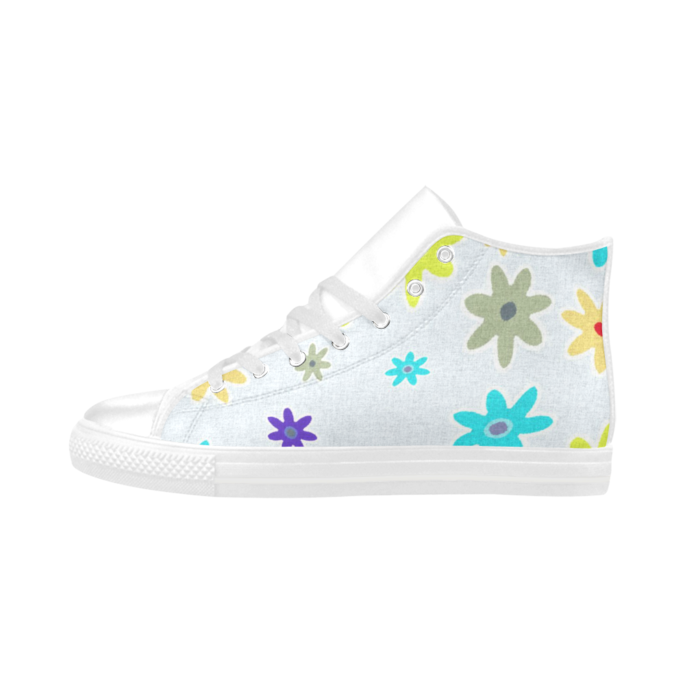 Floral Fabric 1B Aquila High Top Microfiber Leather Women's Shoes/Large Size (Model 032)
