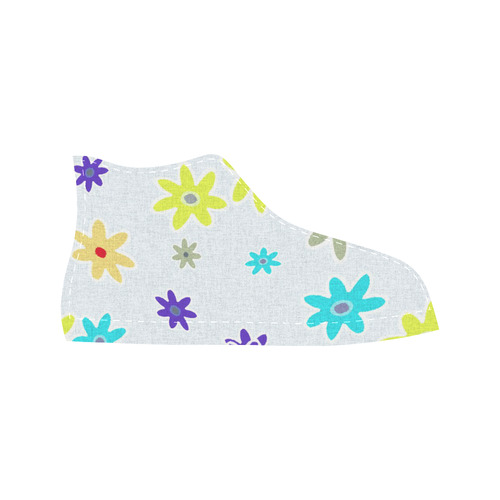 Floral Fabric 1B Aquila High Top Microfiber Leather Women's Shoes/Large Size (Model 032)